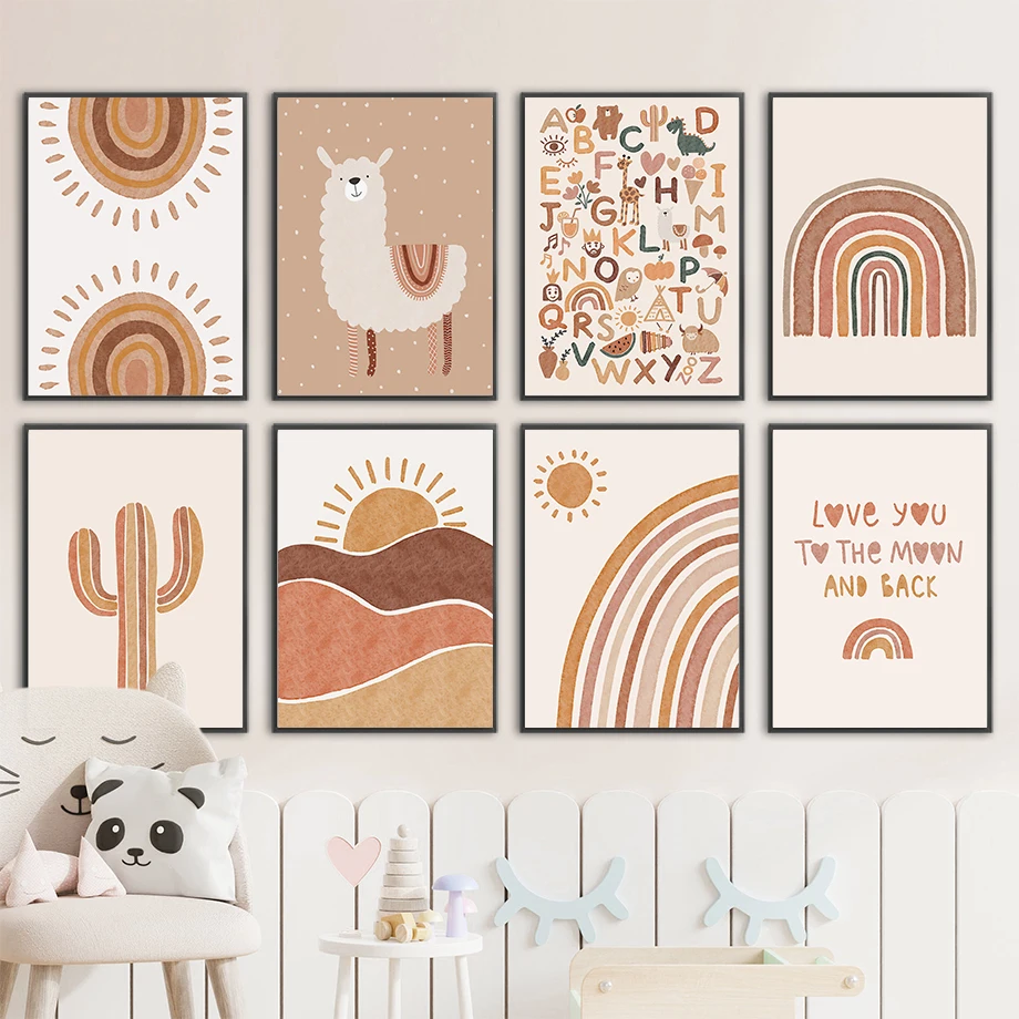 Baby Unicorn Nursery - Tableau mural en toile Alpaca Unicorn