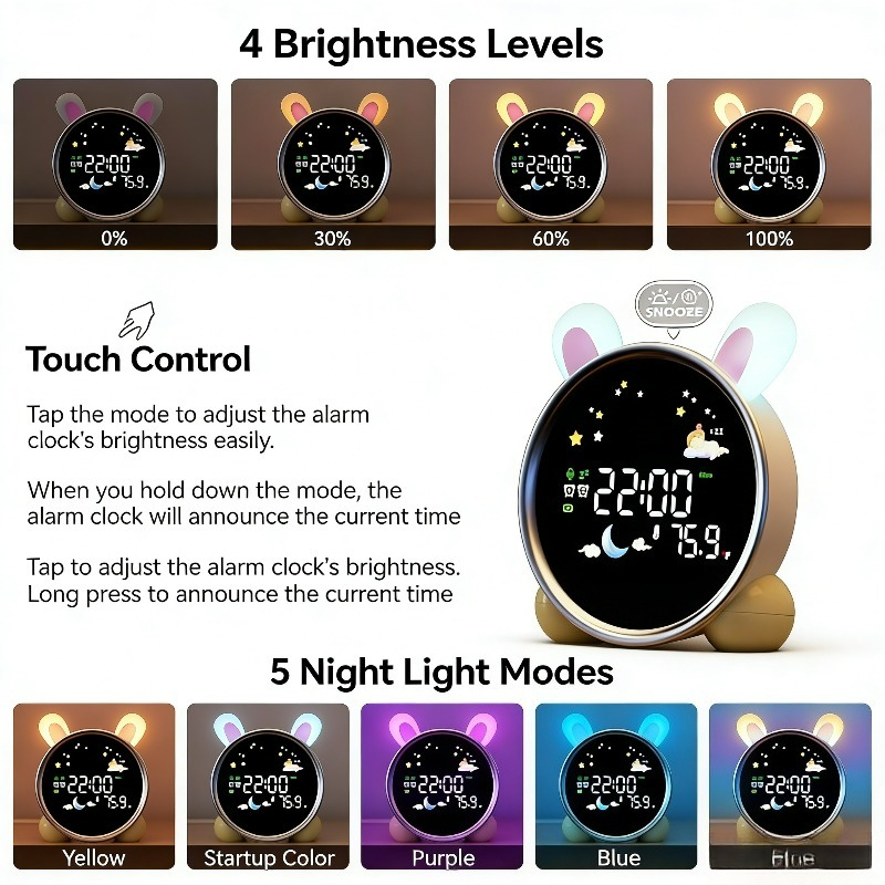 Sound Sleep Trainer Clock - Réveil pour enfants avec veilleuse et