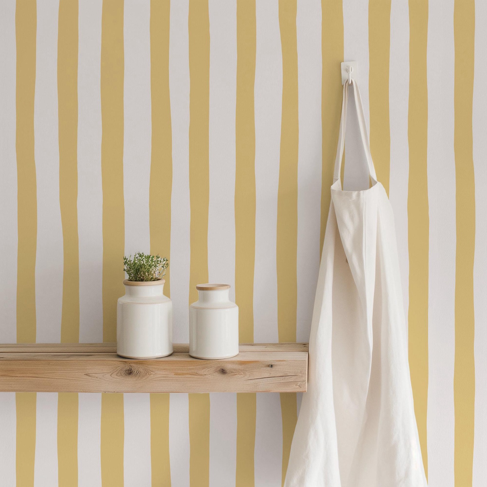 Baby Nursery Yellow - Papier peint à rayures oscillantes jaunes