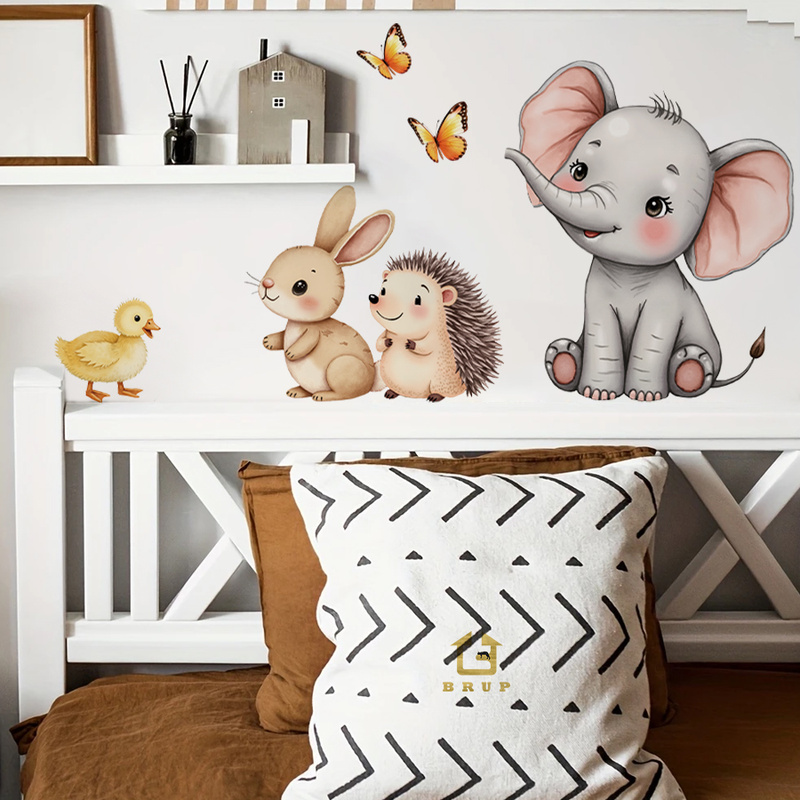 Baby Nursery Labels - Autocollant mural d'animal de dessin animé,