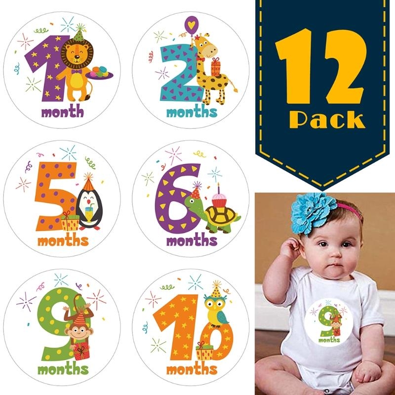 Milestone Card Set - J2HD – autocollants mensuels animaux dessin