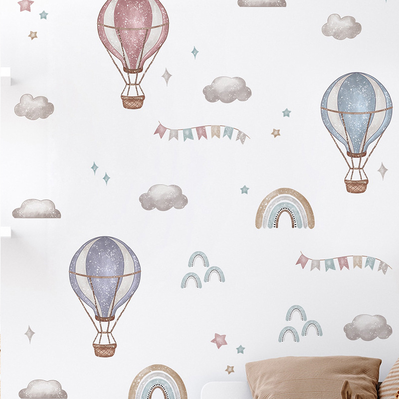 Baby Nursery Bunting - Autocollant mural bohème en vinyle, motif