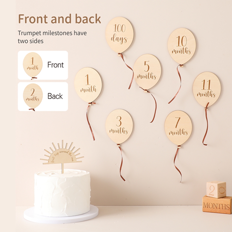 9 pièces bébé ballon en bois M - Milestone Card Set avis et prix
